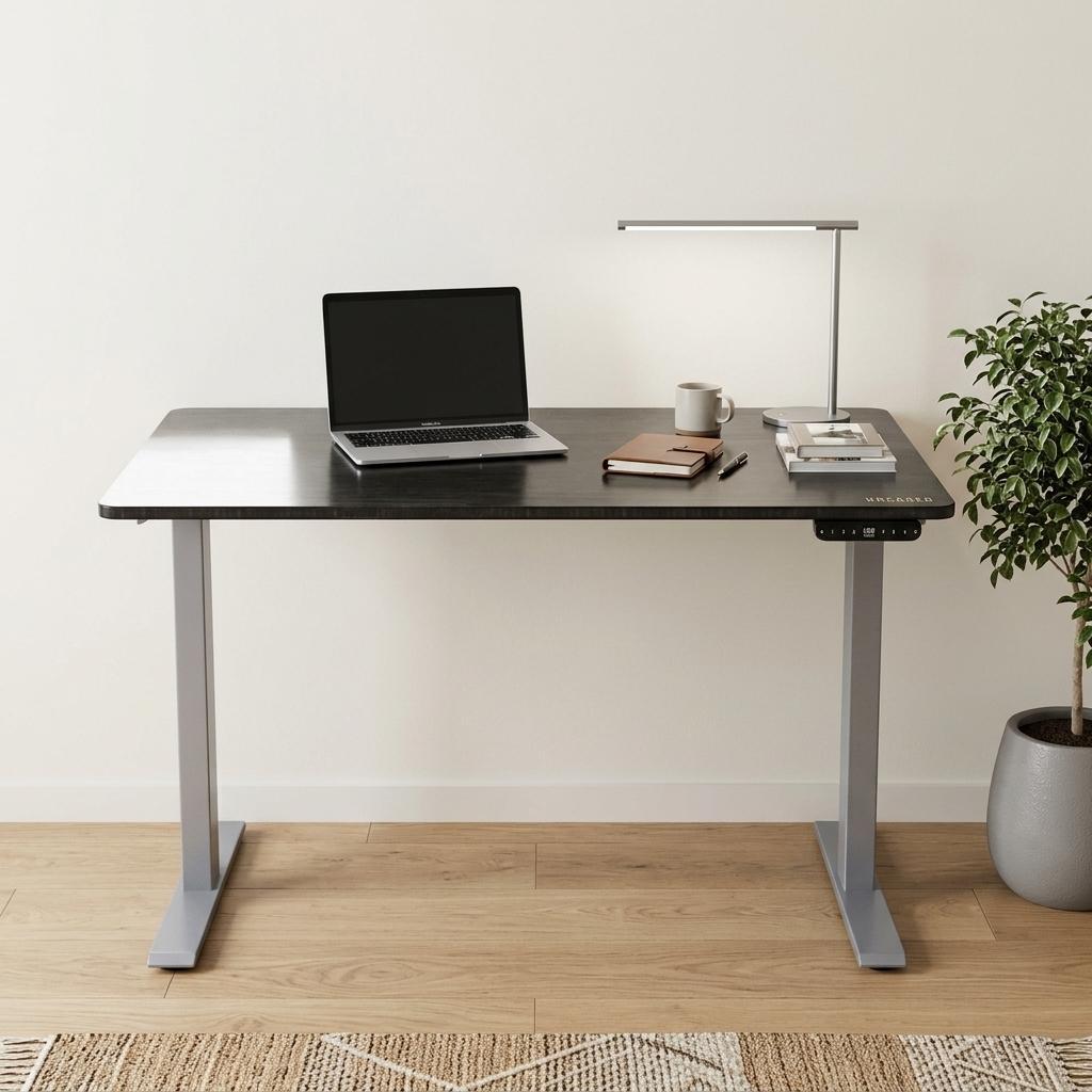 48" Adjustable Black and Gray Stainless Steel Standing Desk