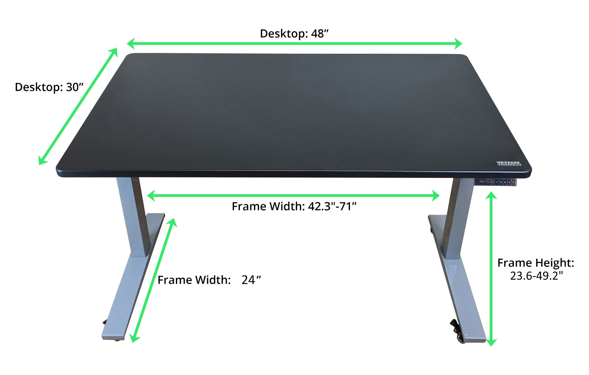 30" Adjustable Black and Gray Stainless Steel Standing Desk