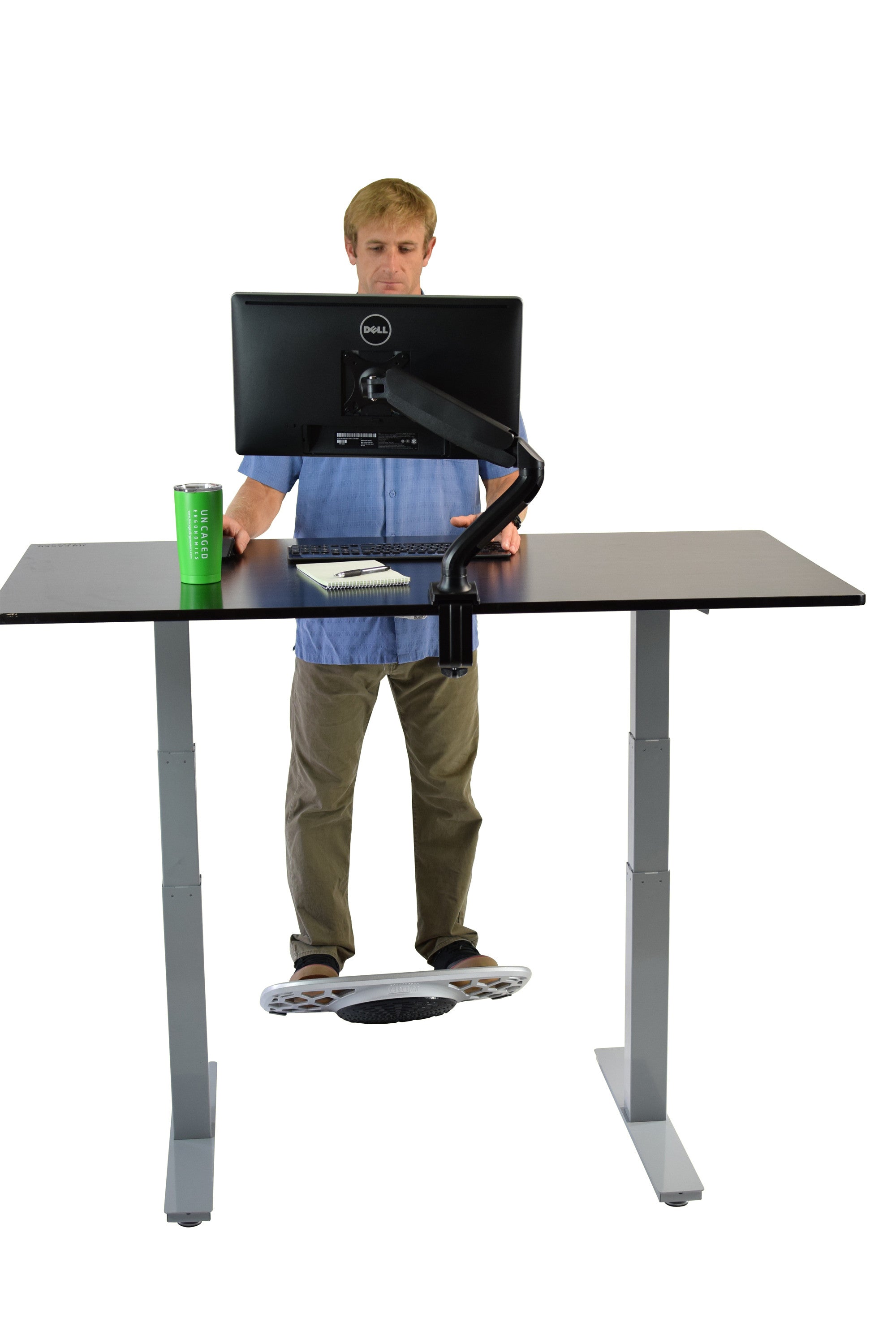 30" Adjustable Black and Gray Stainless Steel Standing Desk