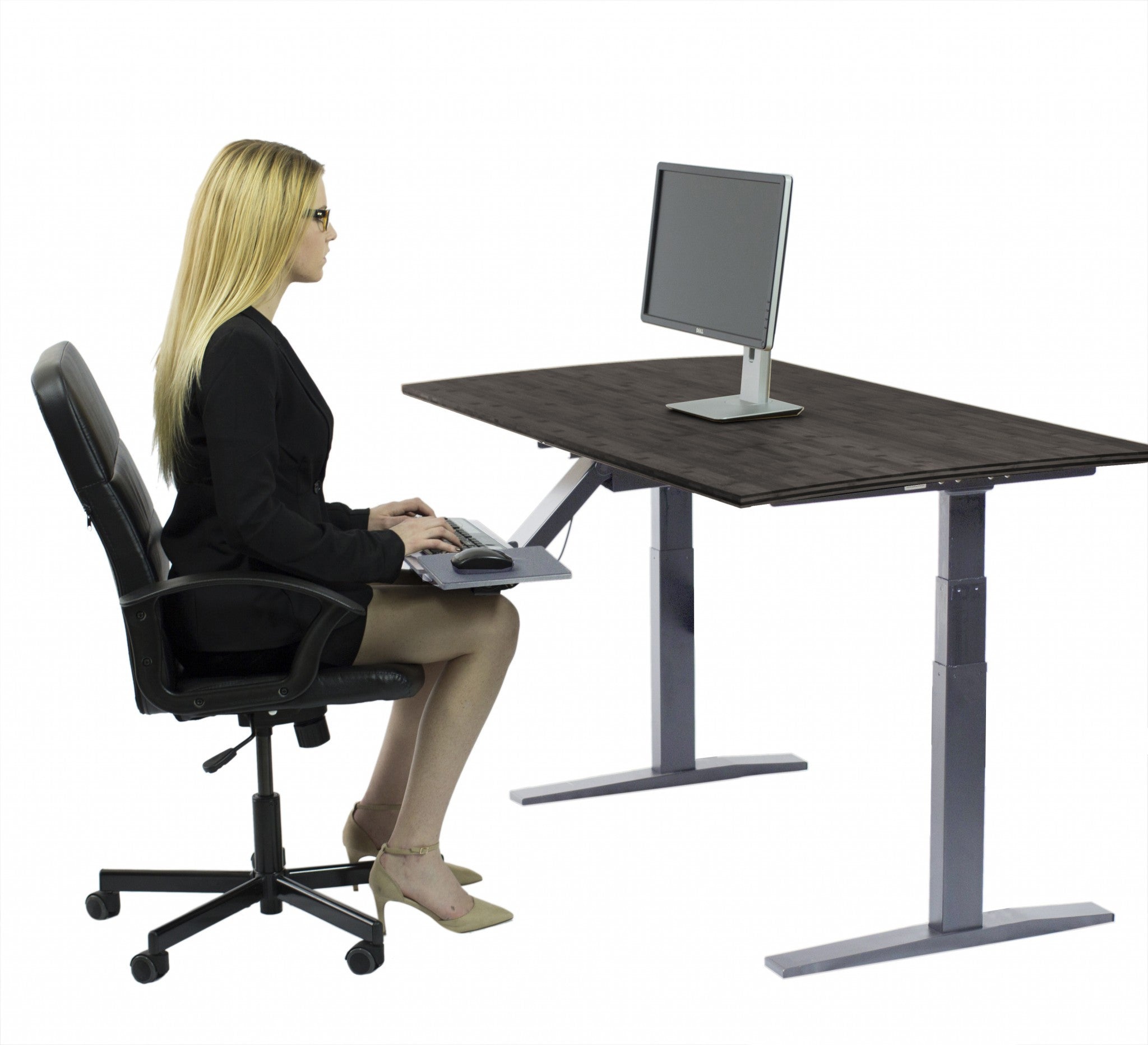 30" Adjustable Black and Gray Stainless Steel Standing Desk