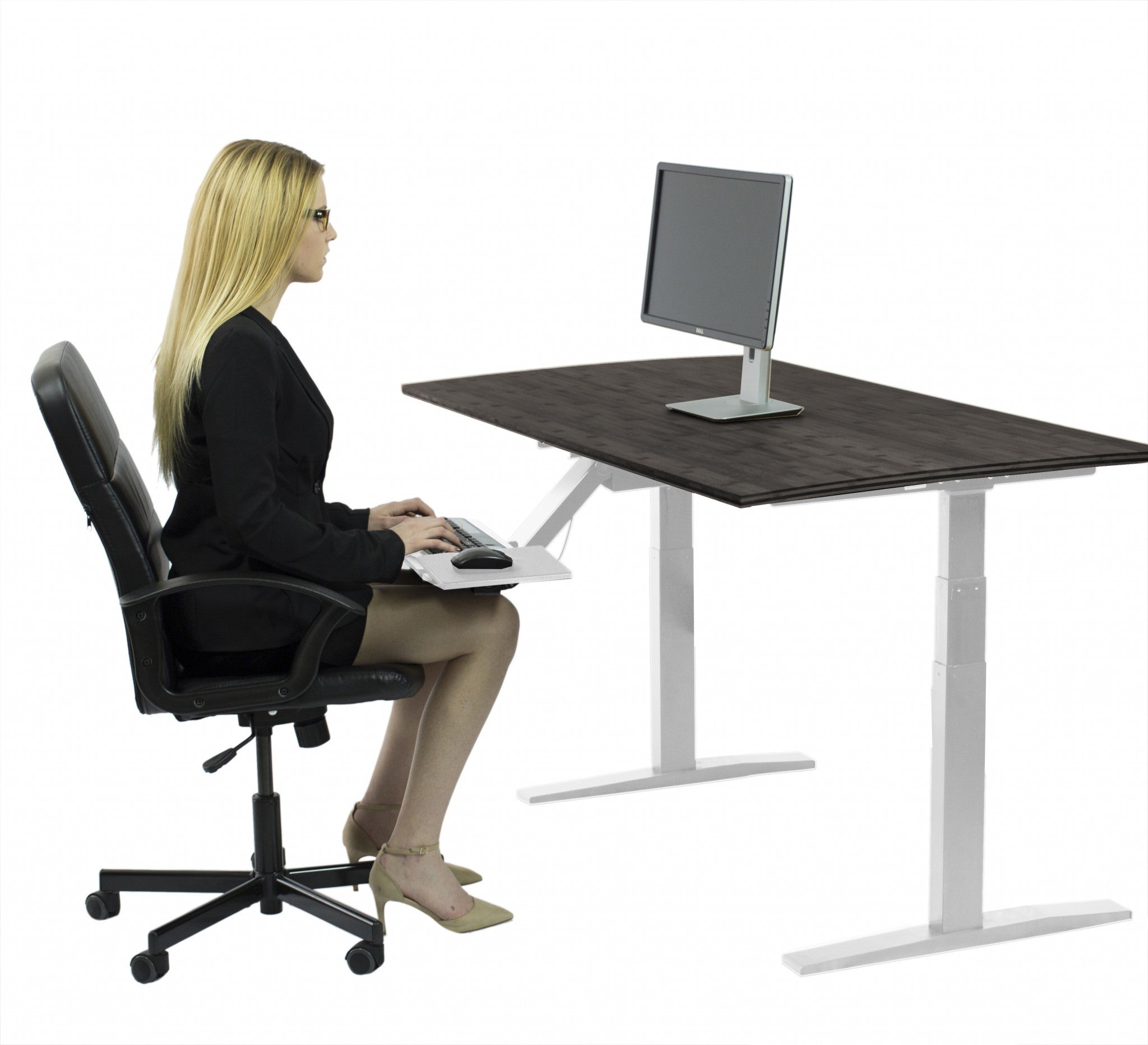 30" Adjustable Black and White Stainless Steel Standing Desk