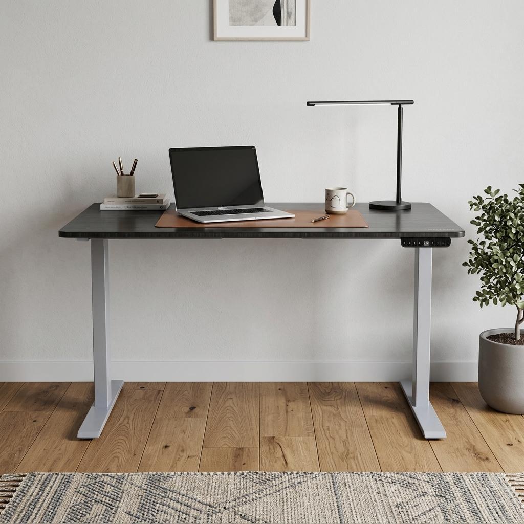 48" Adjustable Black and Gray Stainless Steel Computer Desk