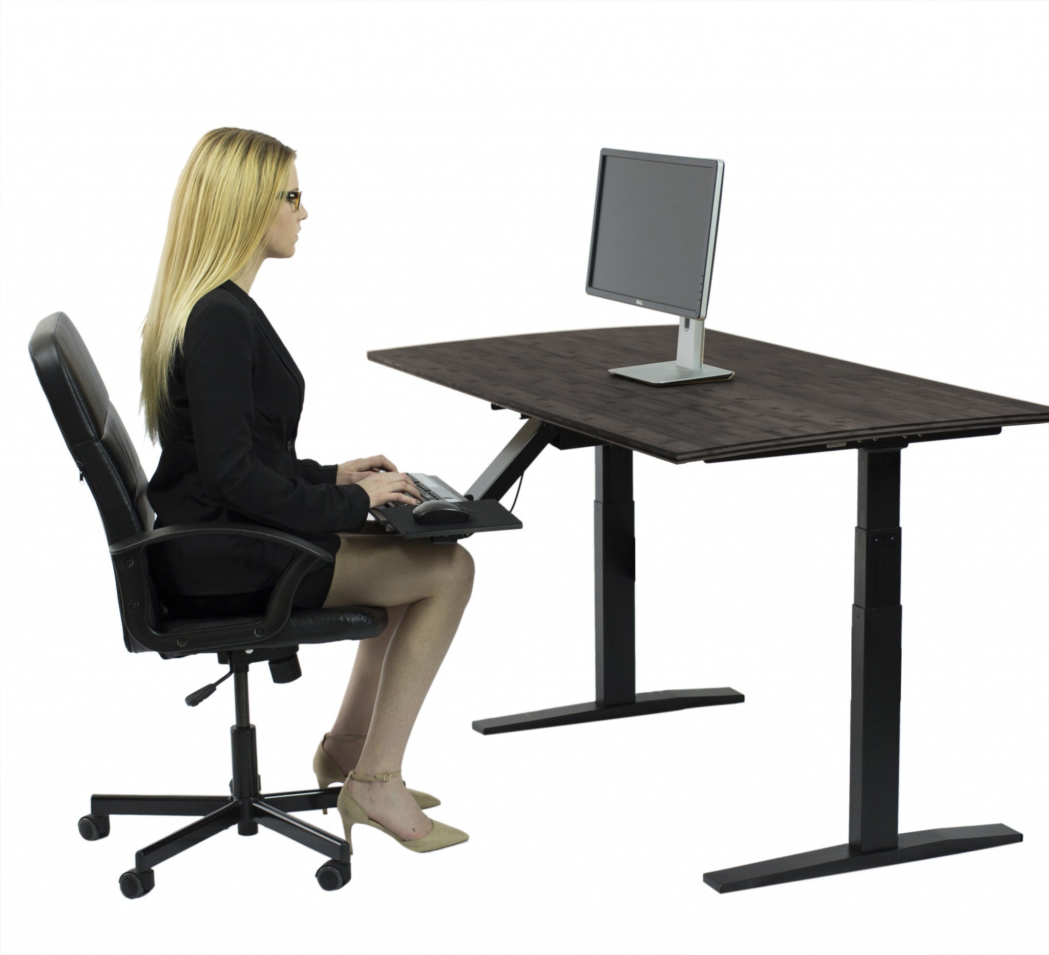 30" Adjustable Black Stainless Steel Computer Desk