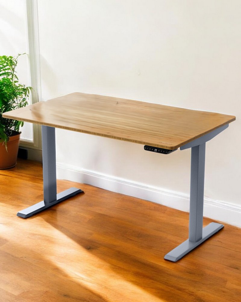 48" Adjustable Brown and Gray Stainless Steel Computer Desk