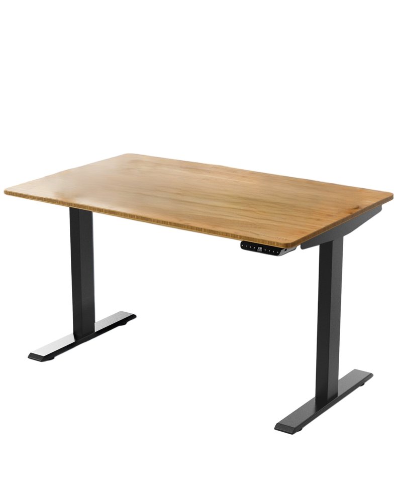 48" Adjustable Brown and Black Stainless Steel Computer Desk