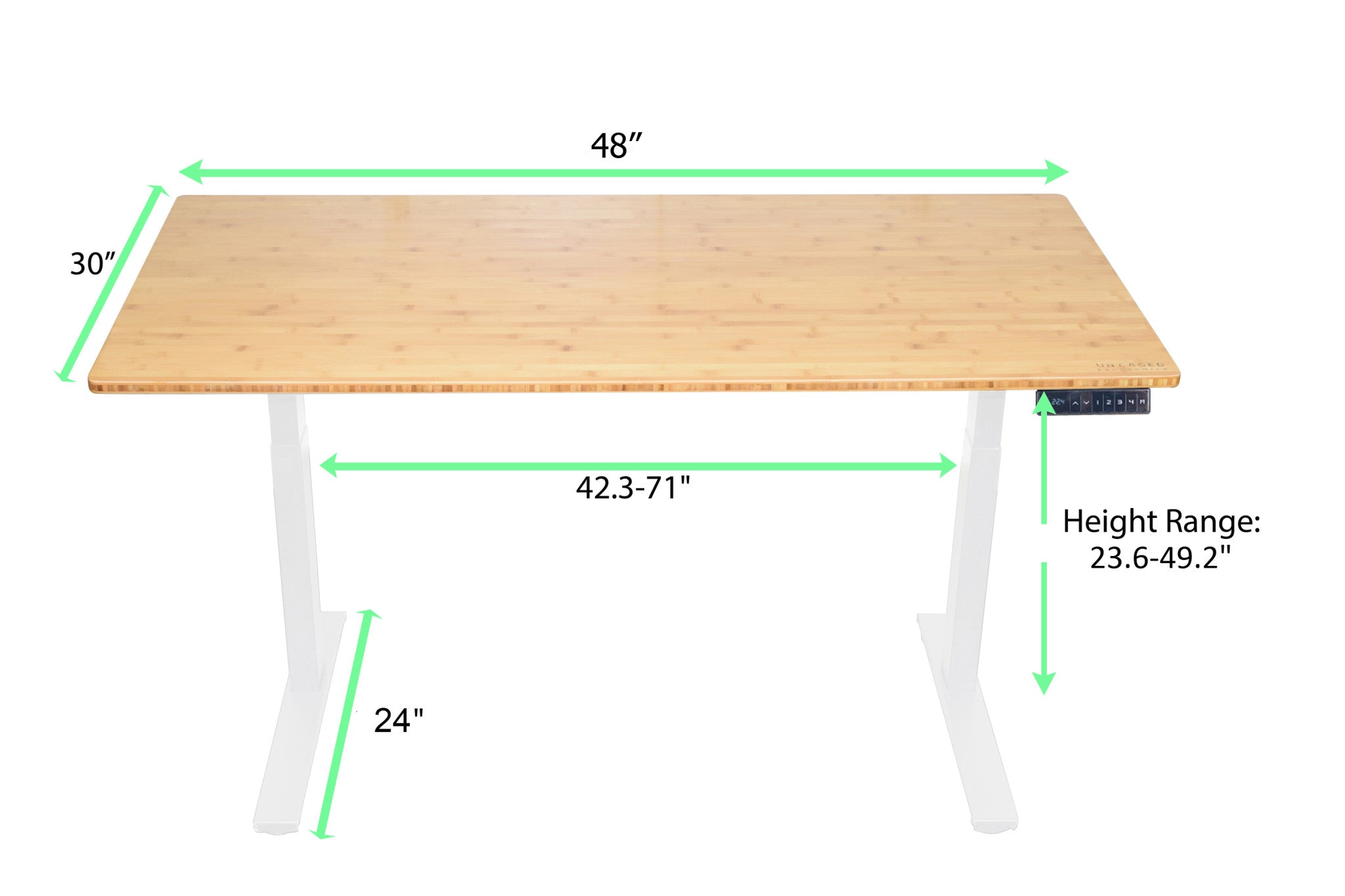 30" Adjustable Brown and White Stainless Steel Computer Desk