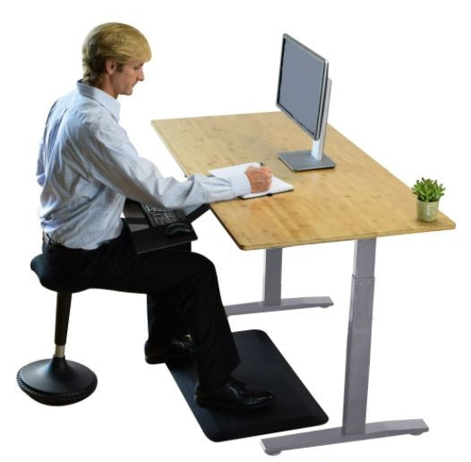 Gray and Natural Bamboo 45" Dual Motor Electric Office Adjustable Computer Desk