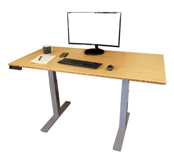 30" Adjustable Brown and Gray Stainless Steel Computer Desk