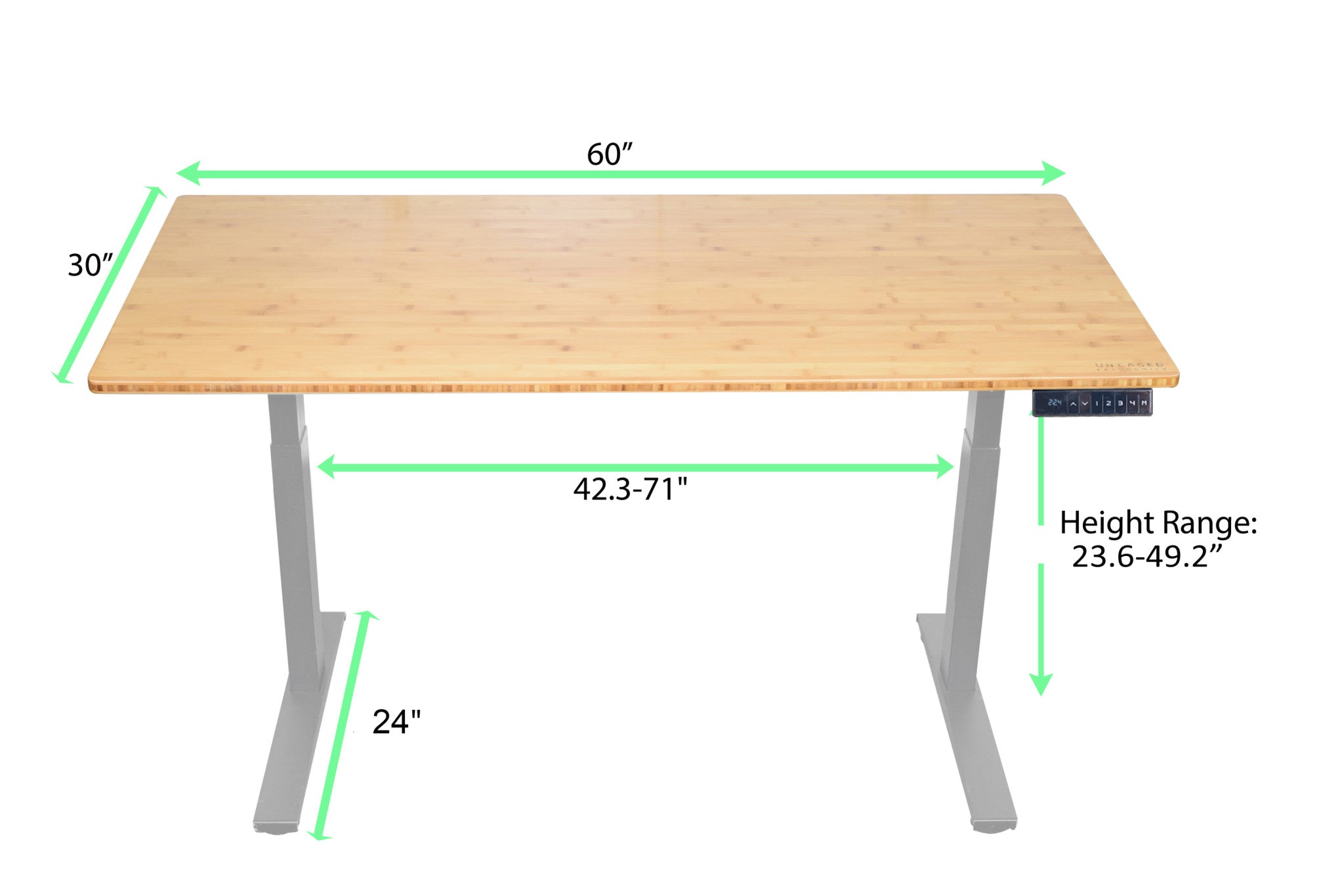 30" Adjustable Brown and Gray Stainless Steel Computer Desk