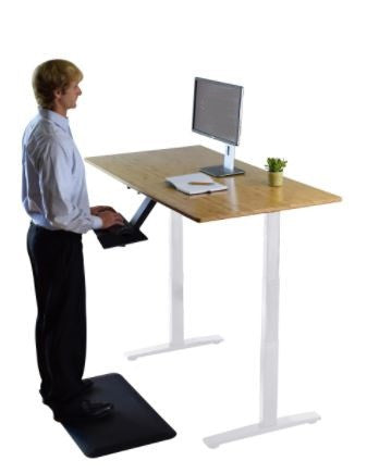 30" Adjustable Brown and White Stainless Steel Computer Desk