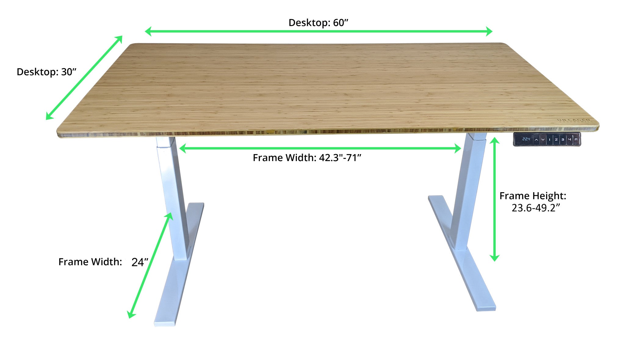 30" Adjustable Brown and White Stainless Steel Computer Desk