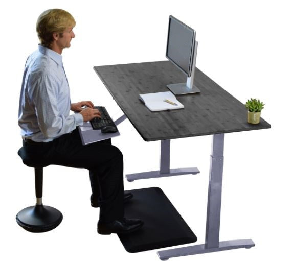 Gray and Black 45" Bamboo Dual Motor Electric Office Adjustable Computer Desk