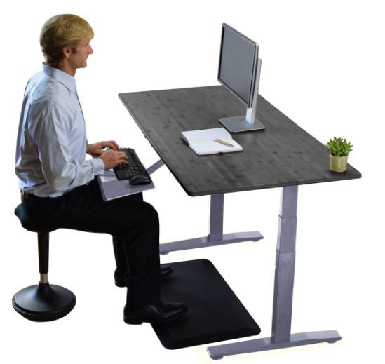 Gray and Black 52" Bamboo Dual Motor Electric Office Adjustable Computer Desk