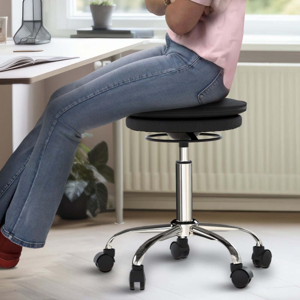 Black and Silver Adjustable Height Swivel Rolling Office Chair