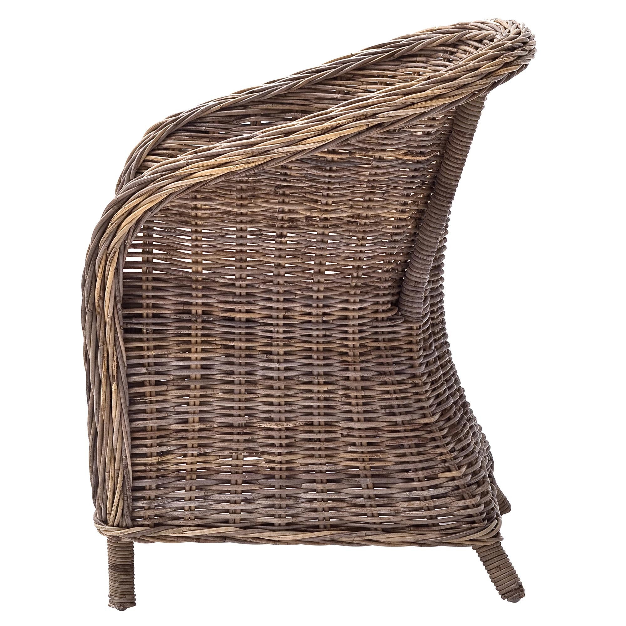 Set of Two Round Wicker Club Armchairs with Seat Cushion
