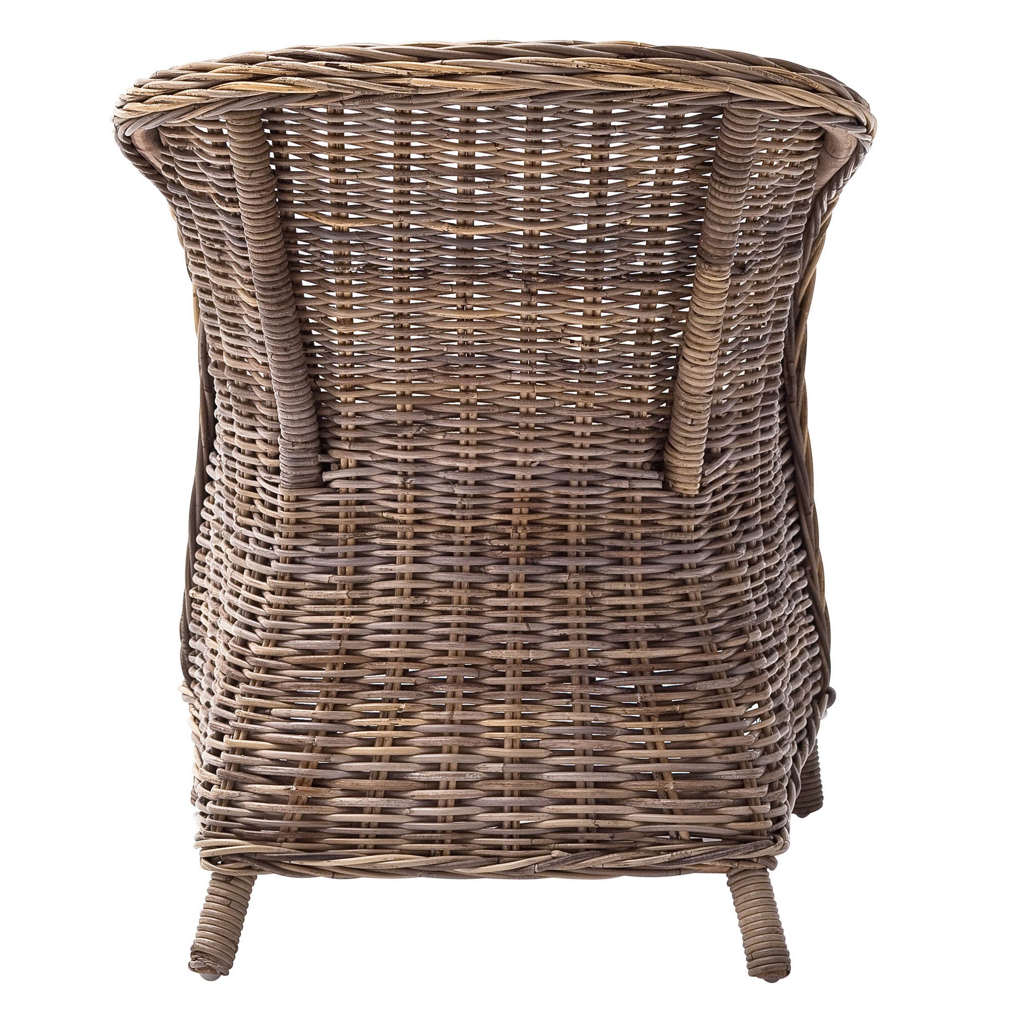 Set of Two Round Wicker Club Armchairs with Seat Cushion