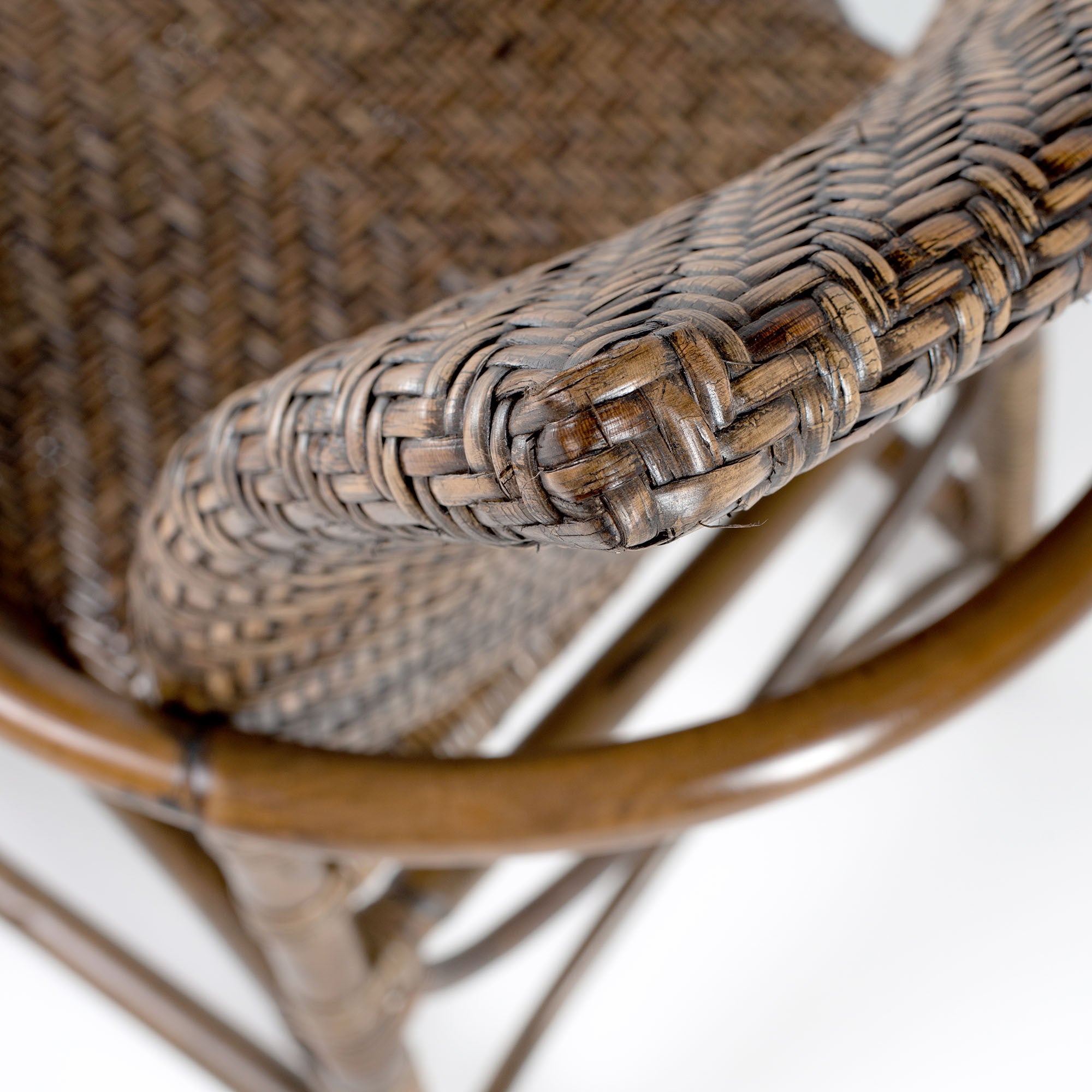 Set of Two Brown Open Back Dining Arm Chairs