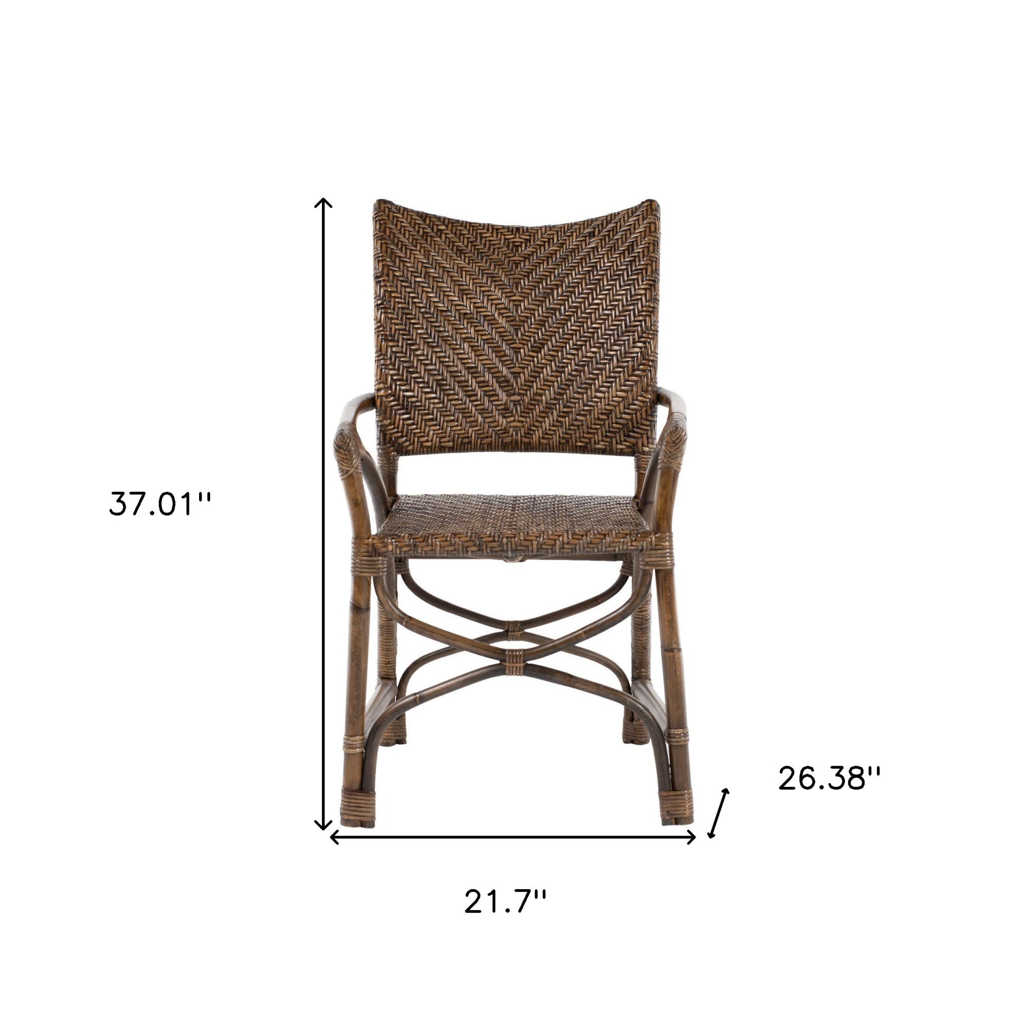 Set of Two Brown Open Back Dining Arm Chairs