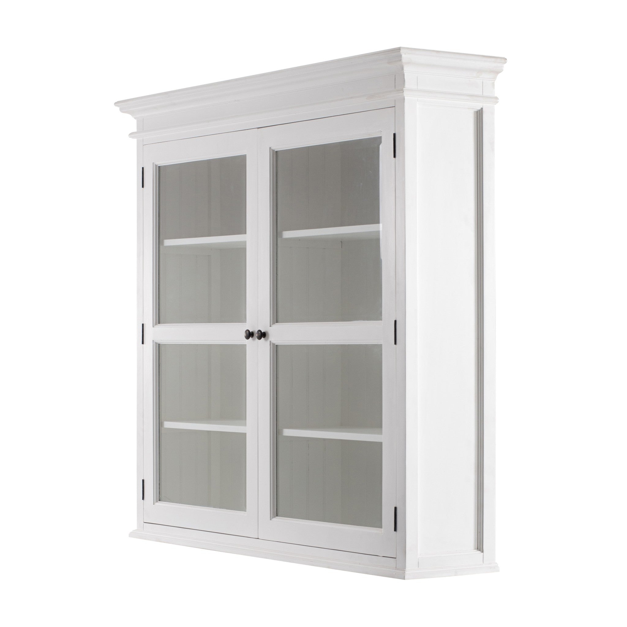 57" White Solid Wood Frame Dining Hutch With Twelve Shelves And Two Drawers