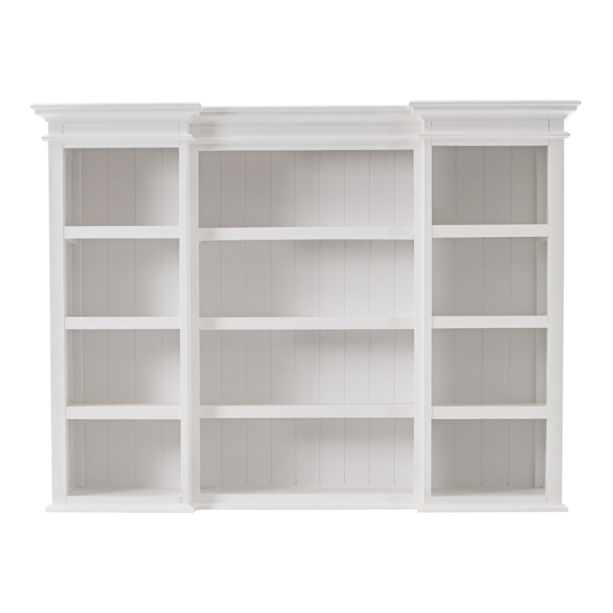 71" White Dining Hutch With Twelve Shelves And Three Drawers