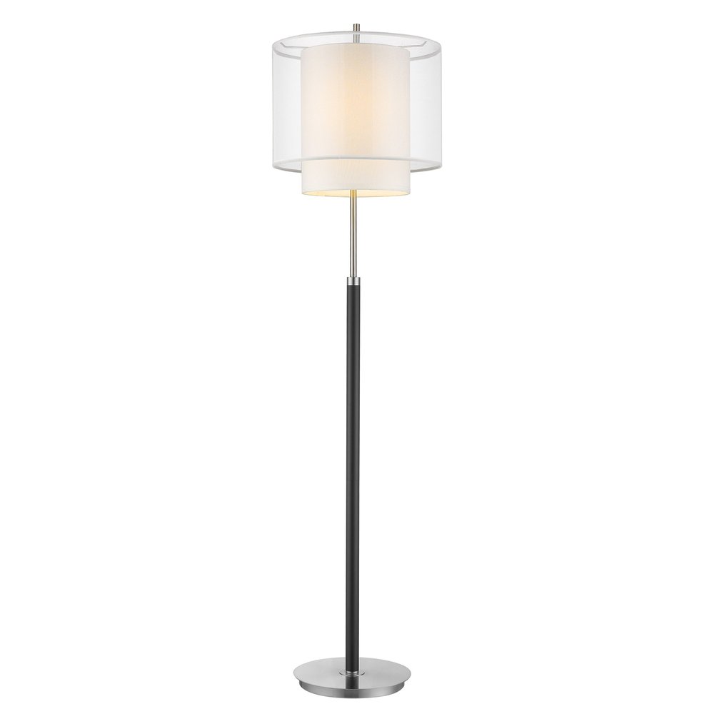 62" Floor Lamp With White Fabric Drum Shade
