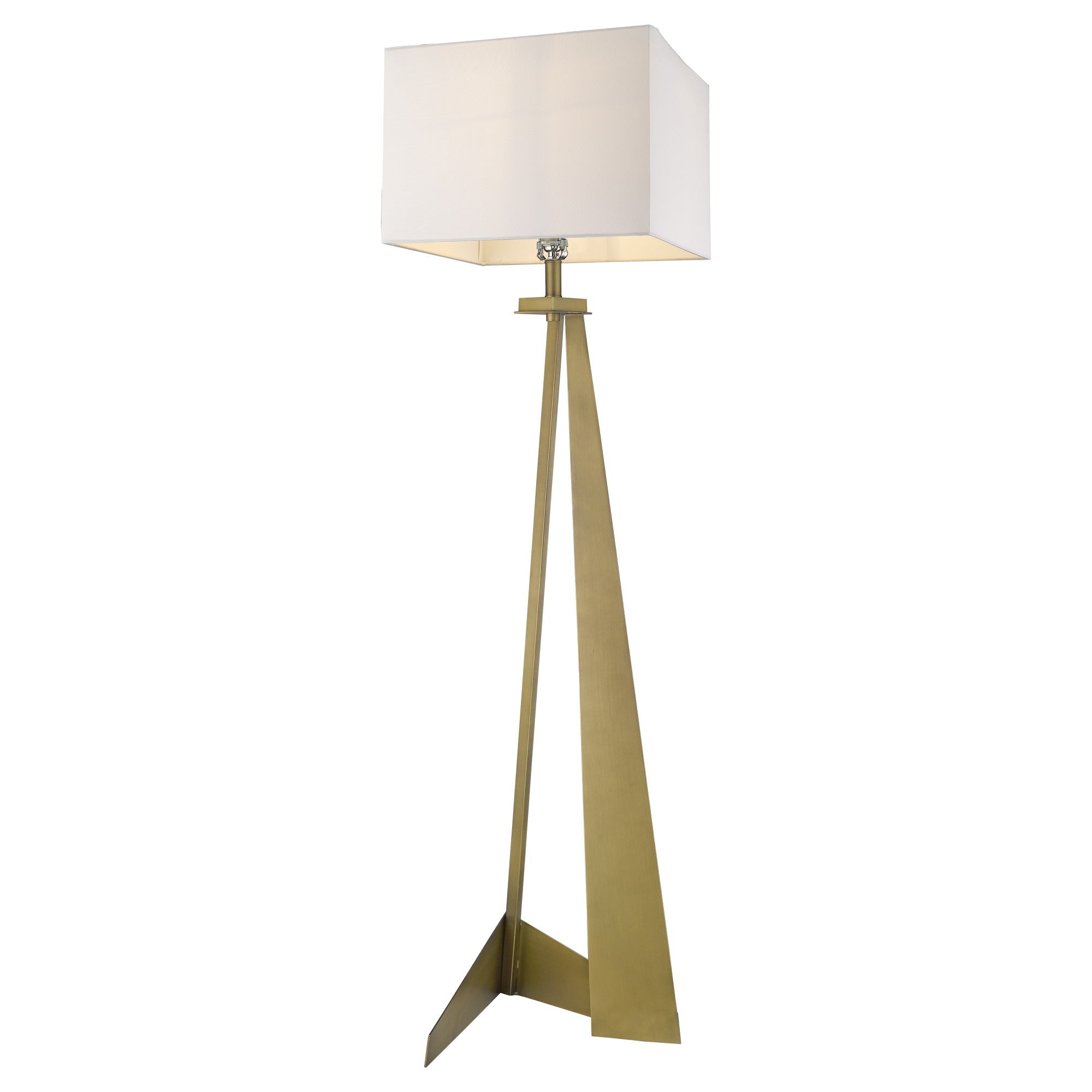 60" Brass Traditional Shaped Floor Lamp With White Novelty Shade