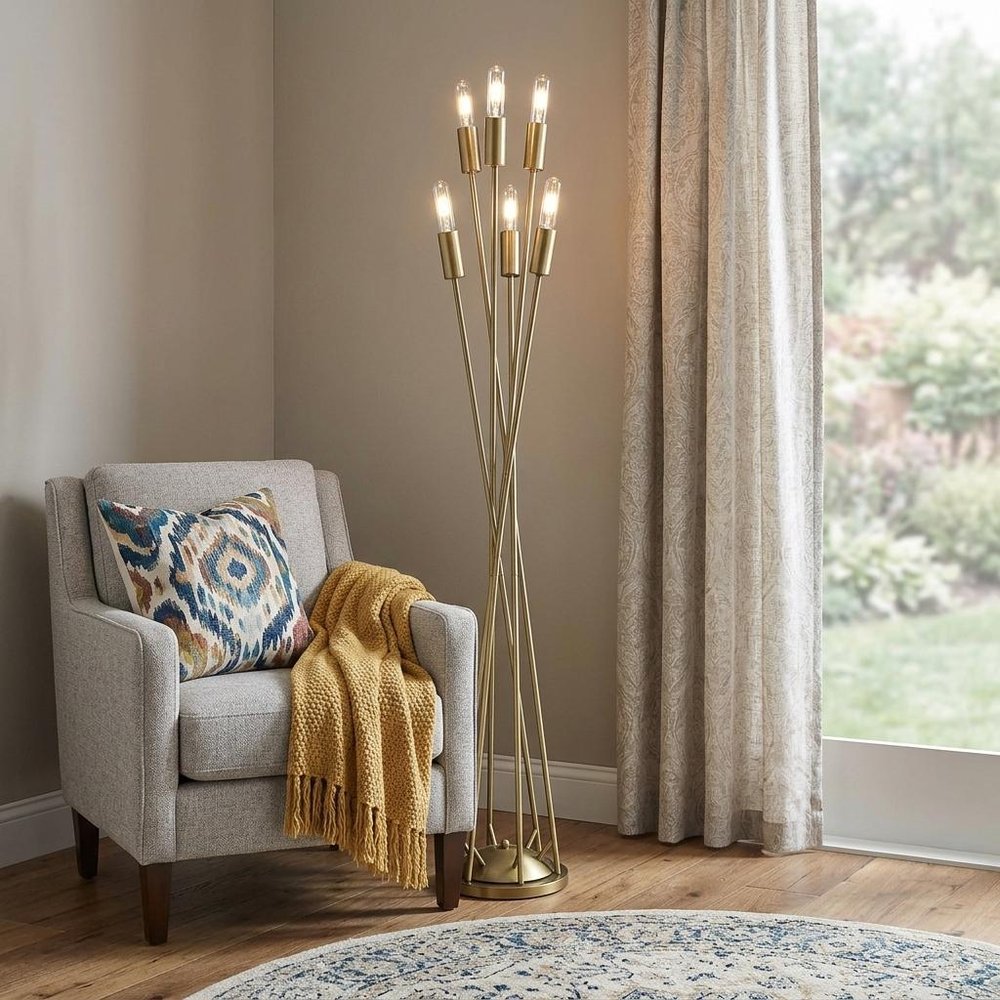 60" Six Light Torchiere Floor Lamp