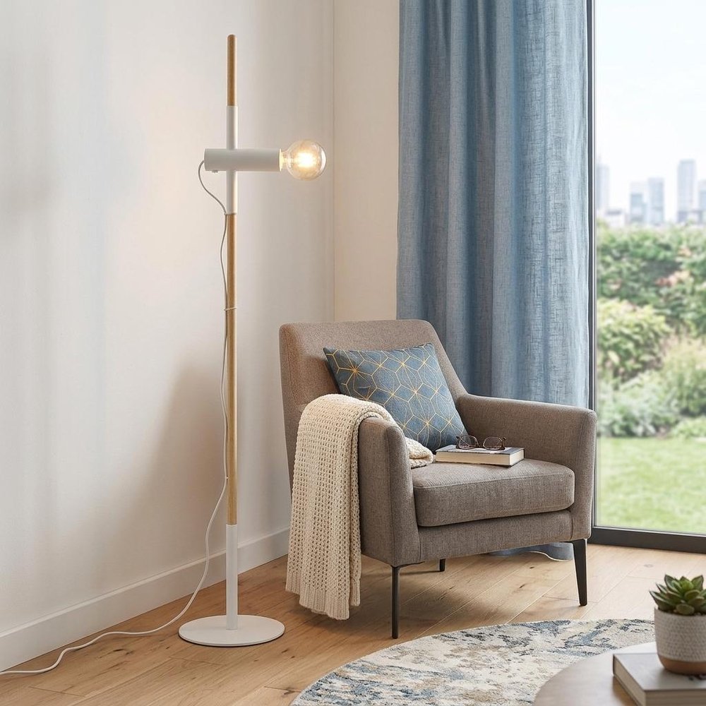 55" Brown And White Reading Floor Lamp