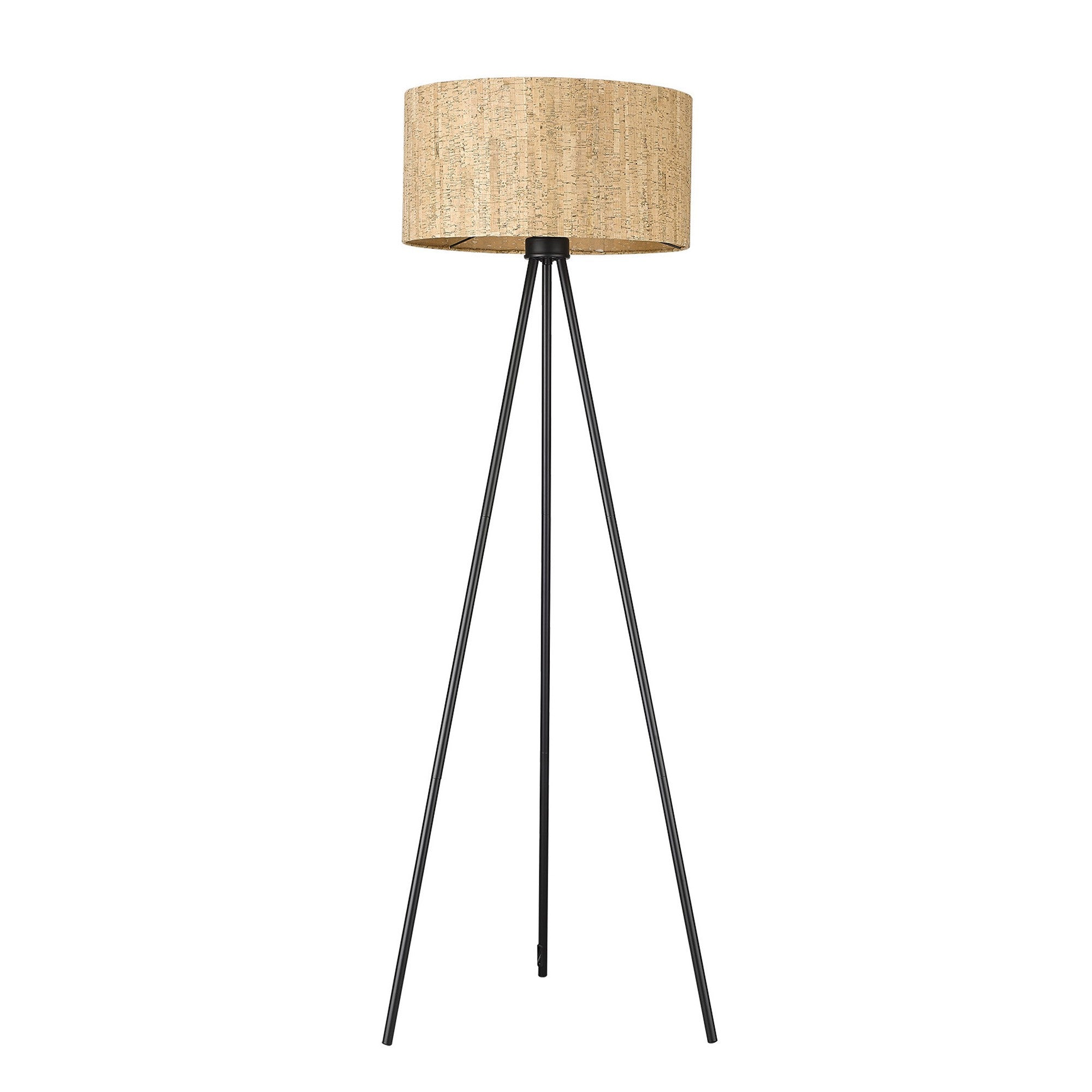 58" Brown And Black Metal Tripod Floor Lamp With Brown Shade