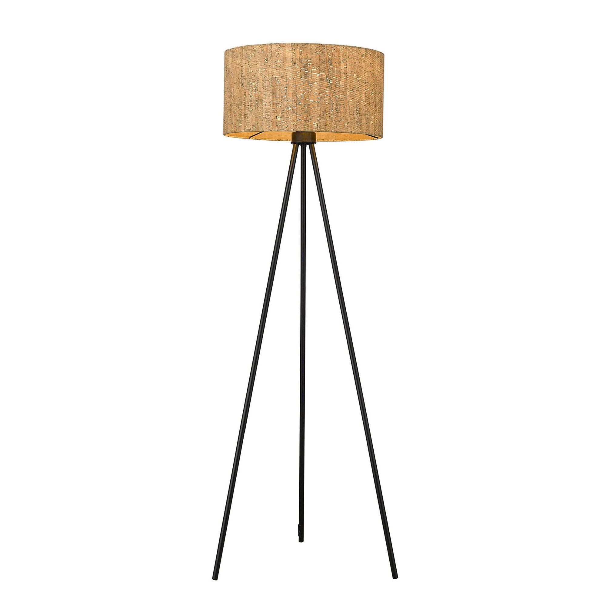 58" Brown And Black Metal Tripod Floor Lamp With Brown Shade