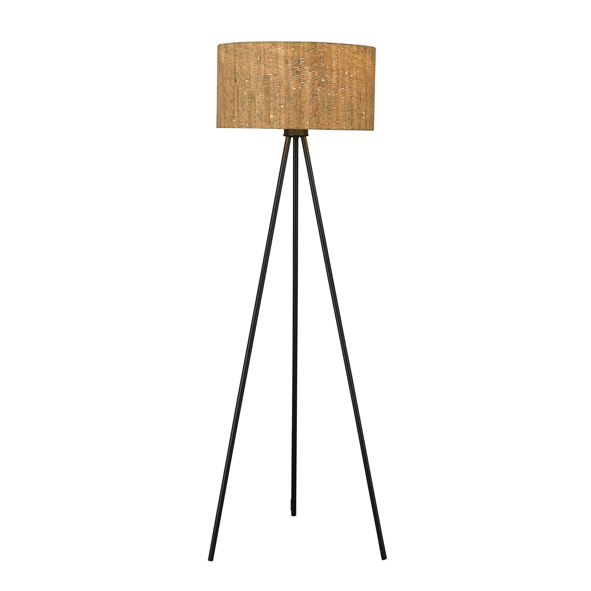 58" Brown And Black Metal Tripod Floor Lamp With Brown Shade