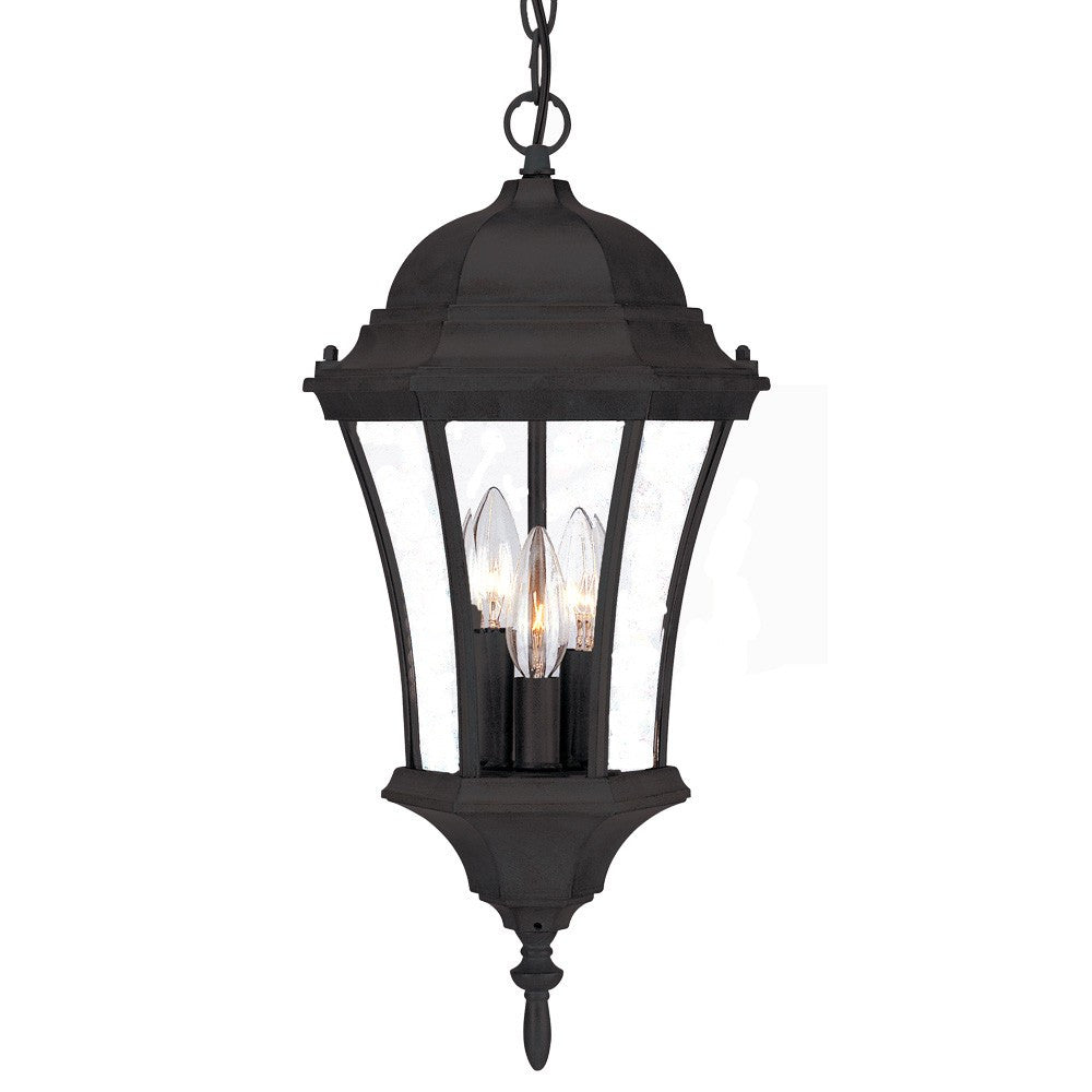 Three Light Matte Black Carousel Lantern Hanging Light