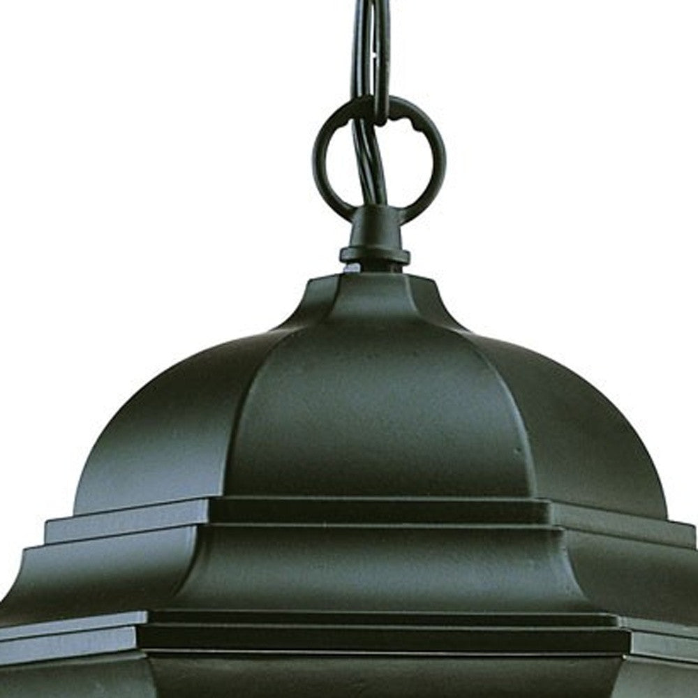 Three Light Matte Black Wide Lantern Hanging Light