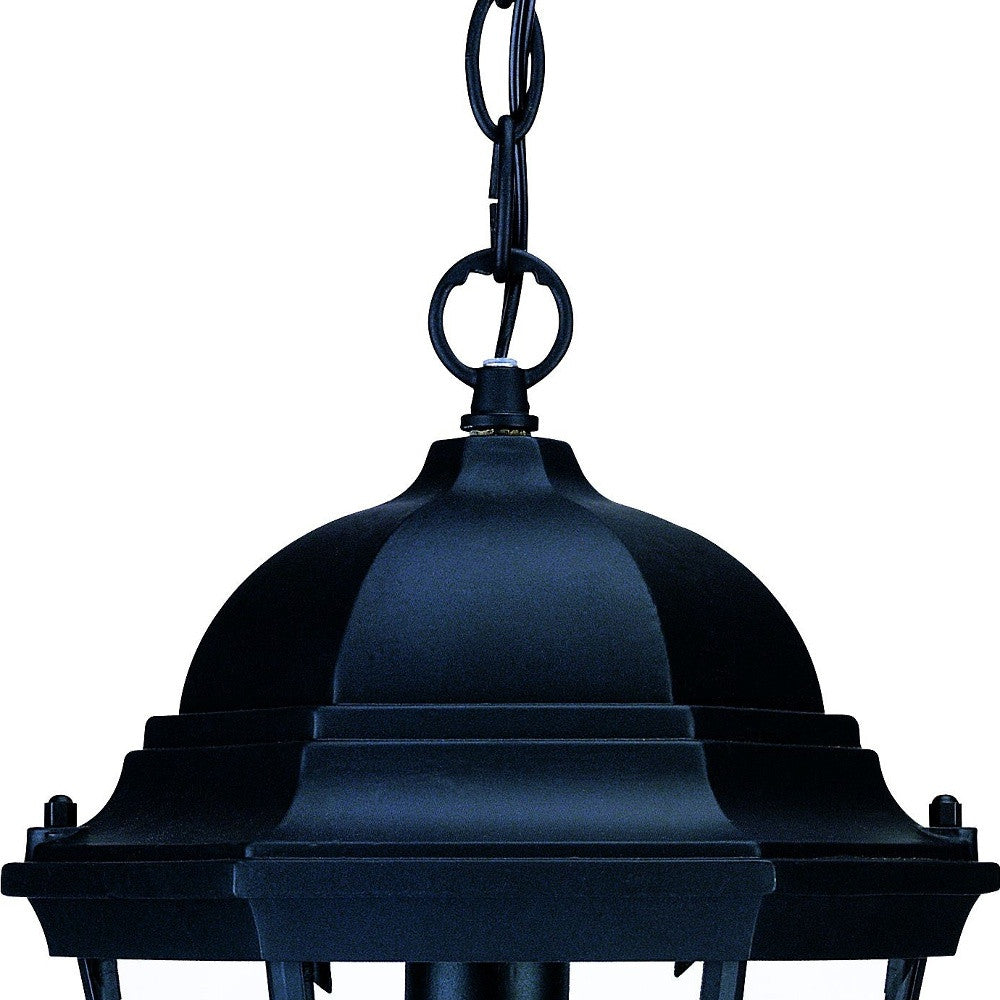 Black Lantern Beveled Metal Dimmable Chandelier With Clear Shades