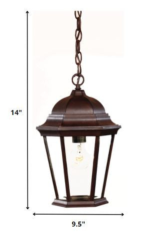 Brown Lantern Beveled Metal Dimmable Chandelier With Clear Shades