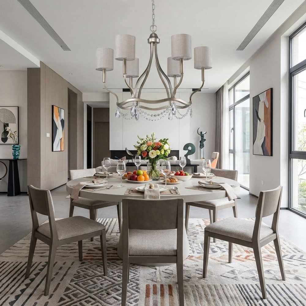 Gold Candle Style Six Light Metal Dimmable Chandelier With White Shades