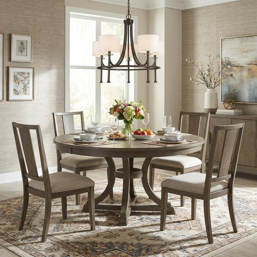 Brown Candle Style Five Light Metal and Crystals Dimmable Chandelier With White Shades
