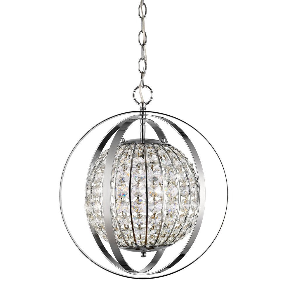 Silver Crystal Dimmable Ceiling Light With Silver Shades