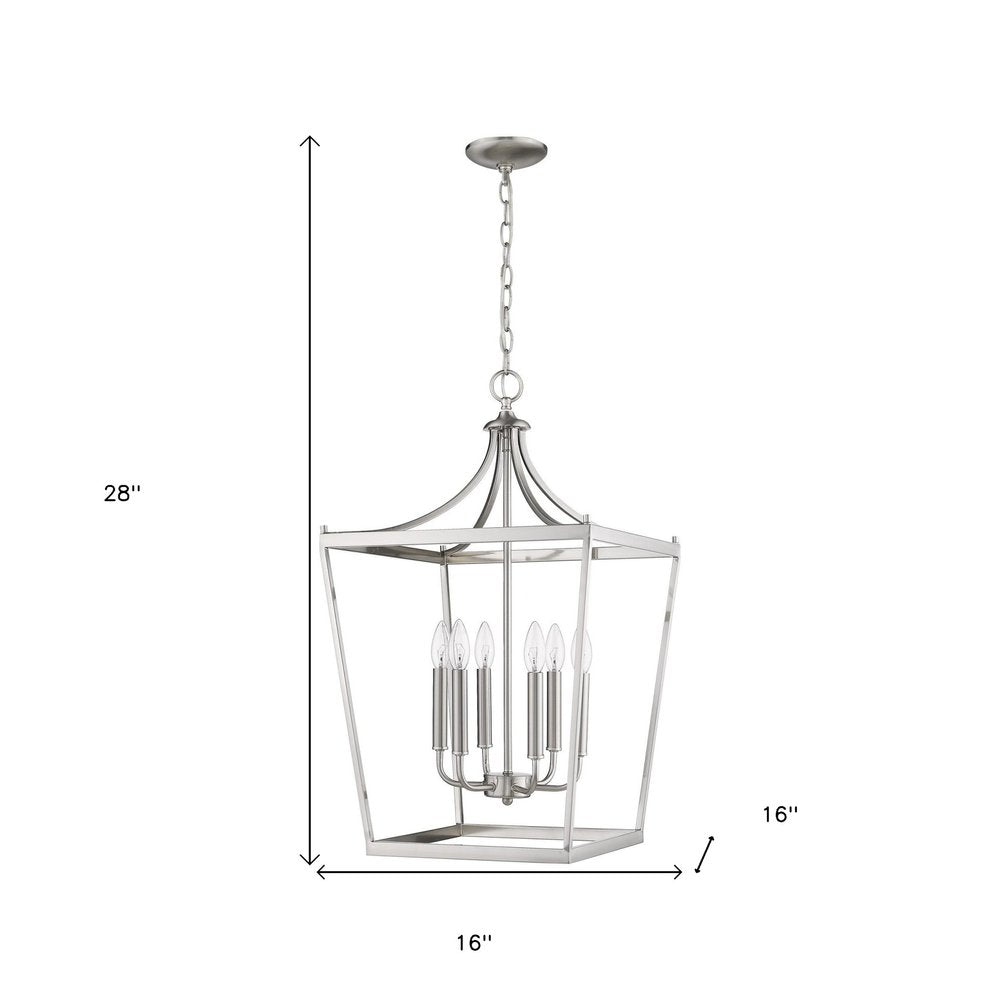 Silver Metal Six Light Dimmable Ceiling Light