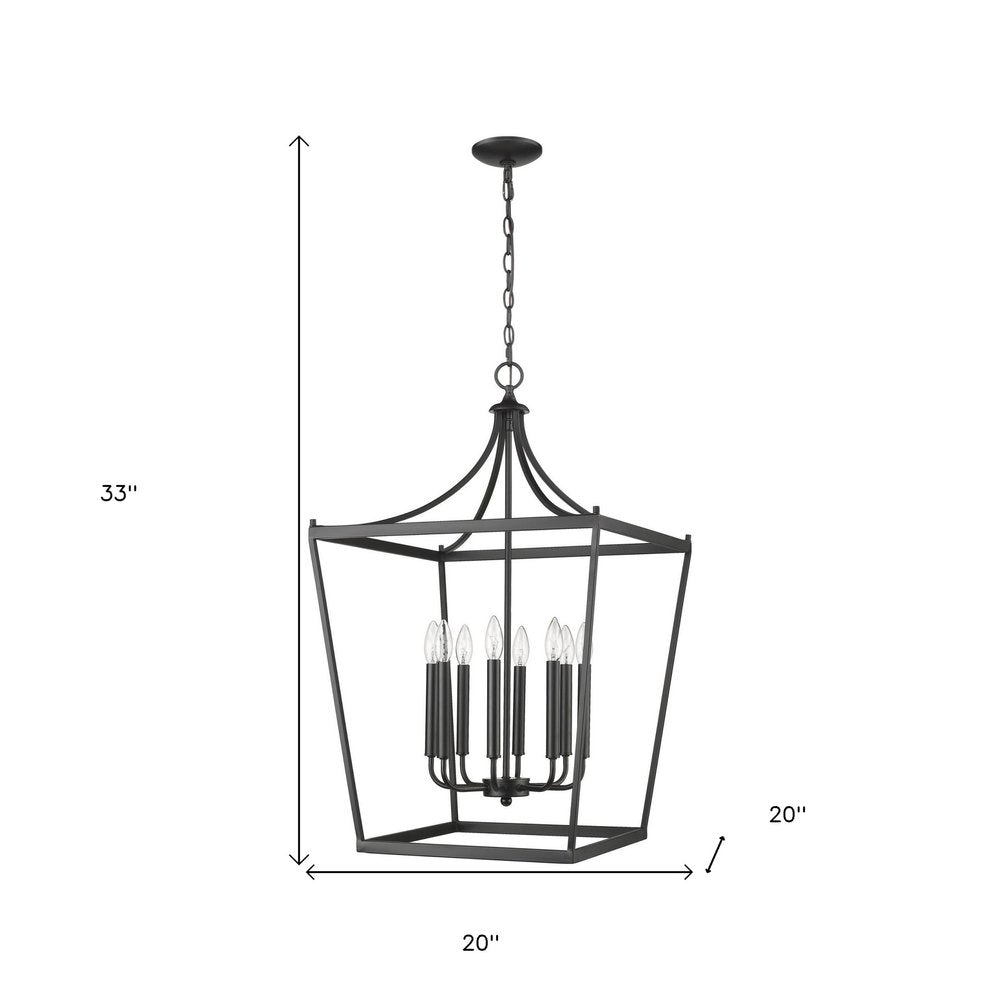 Black Metal Eight Light Dimmable Ceiling Light