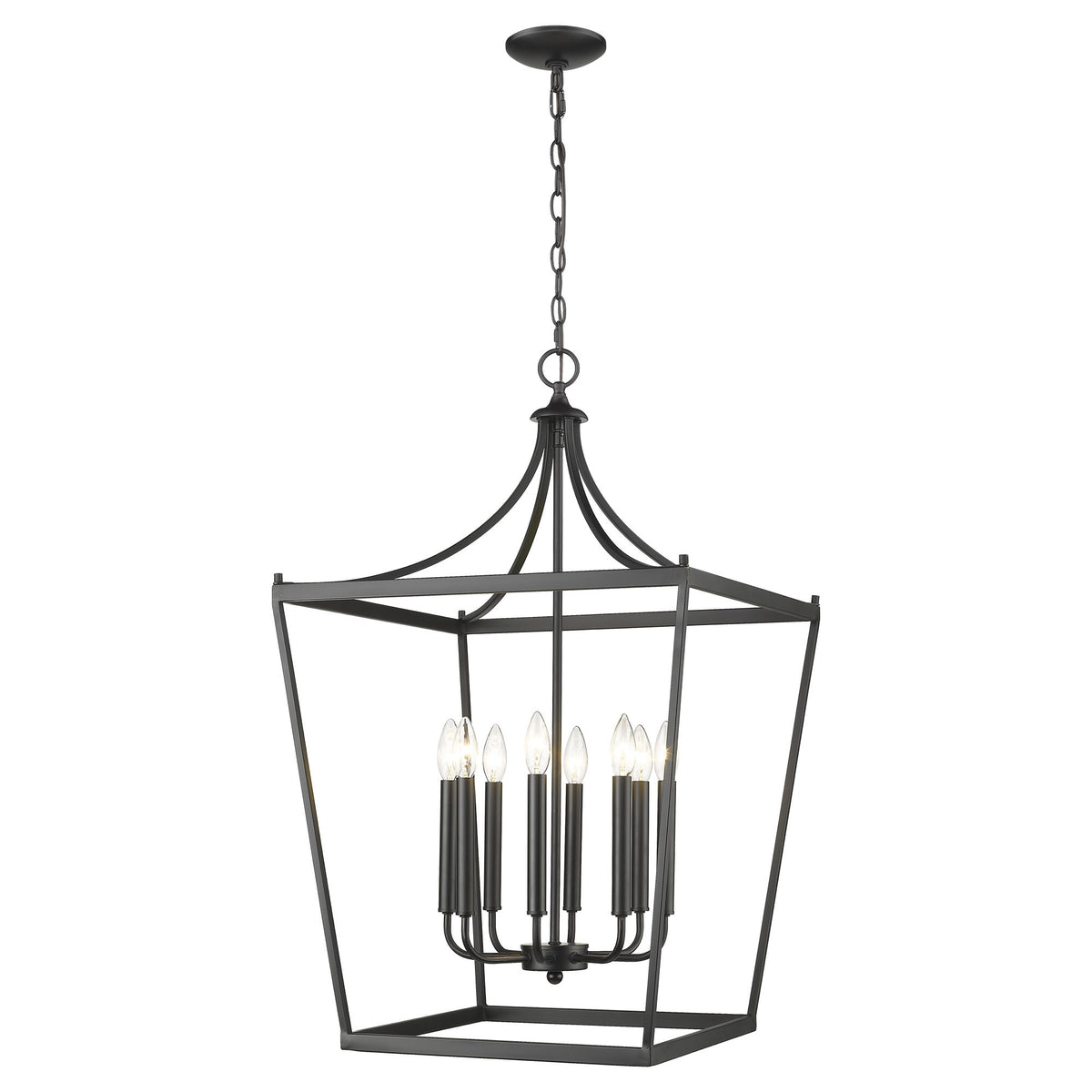 Black Metal Eight Light Dimmable Ceiling Light