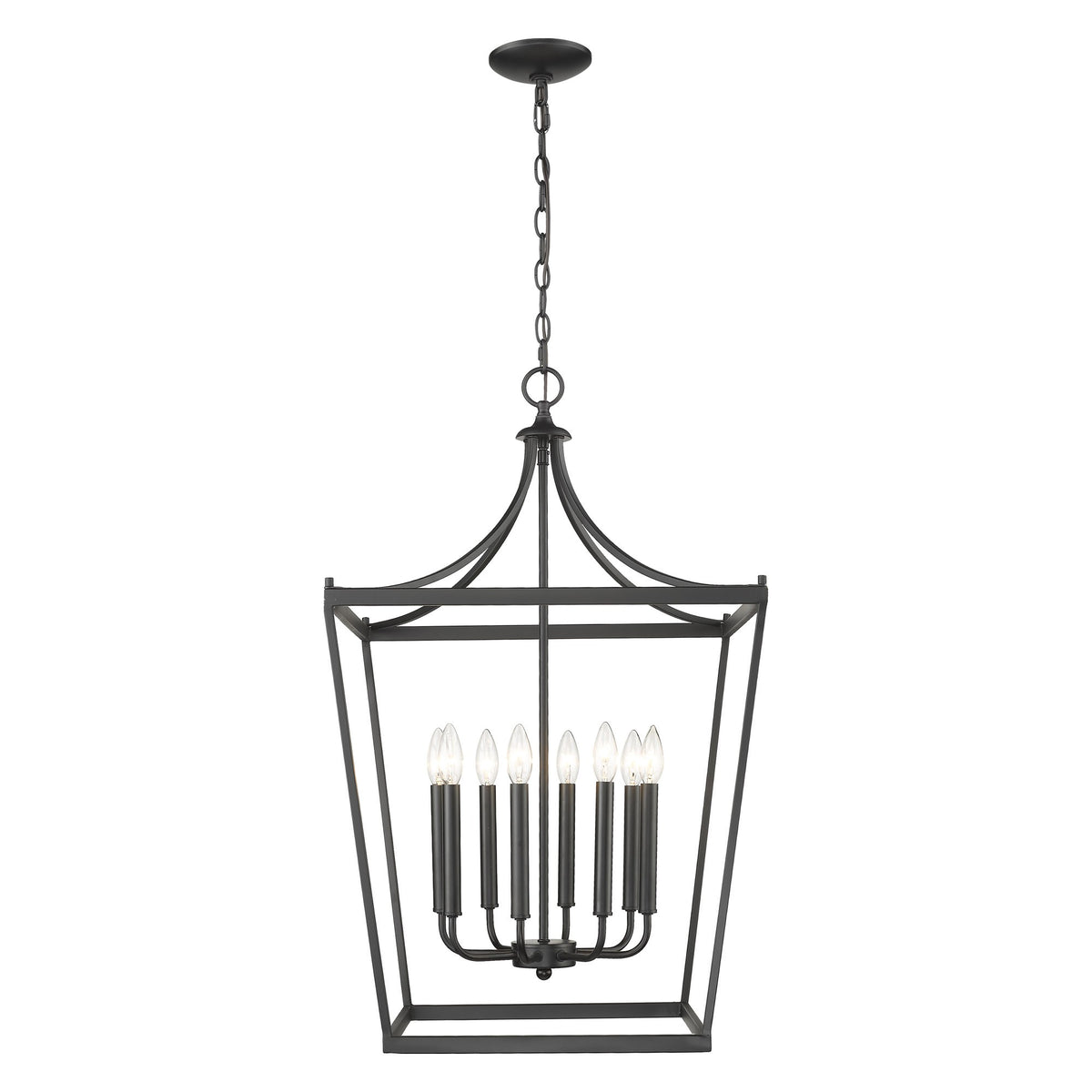Black Metal Eight Light Dimmable Ceiling Light