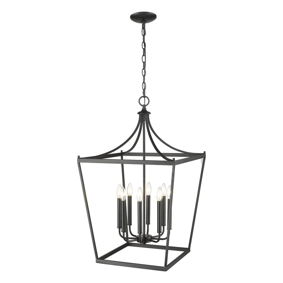 Black Metal Eight Light Dimmable Ceiling Light