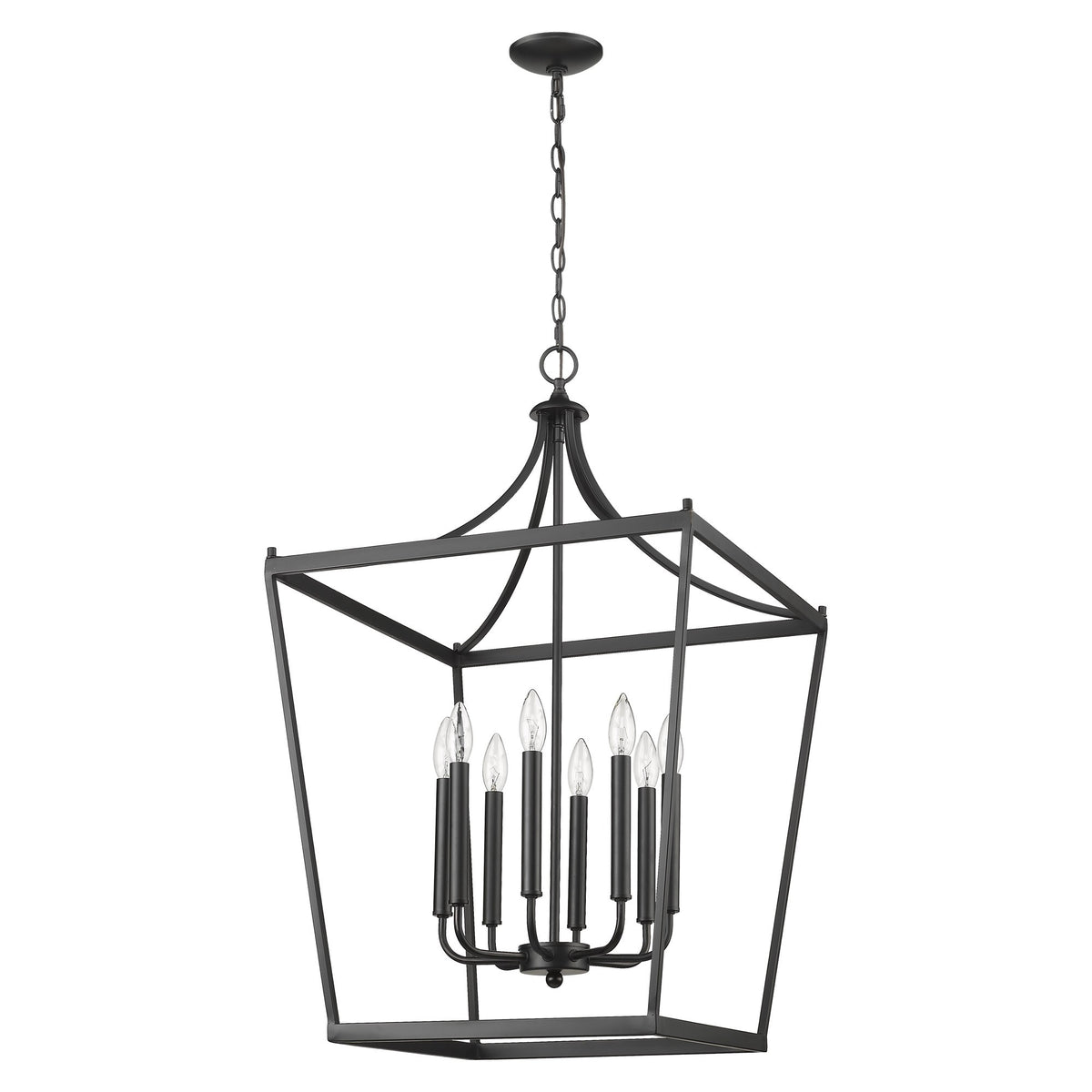 Black Metal Eight Light Dimmable Ceiling Light