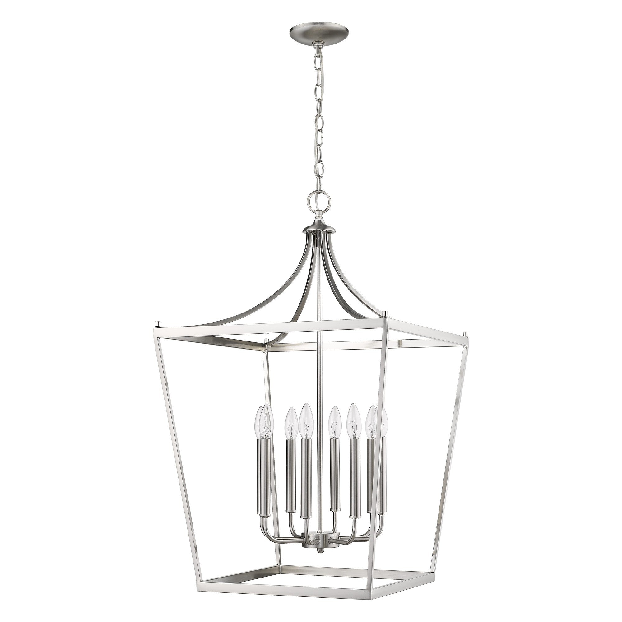 Silver Metal Eight Light Dimmable Ceiling Light
