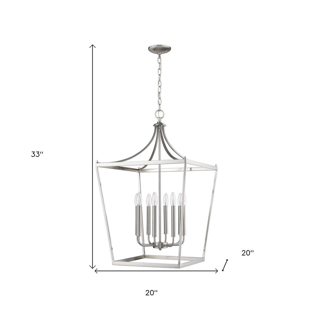 Silver Metal Eight Light Dimmable Ceiling Light
