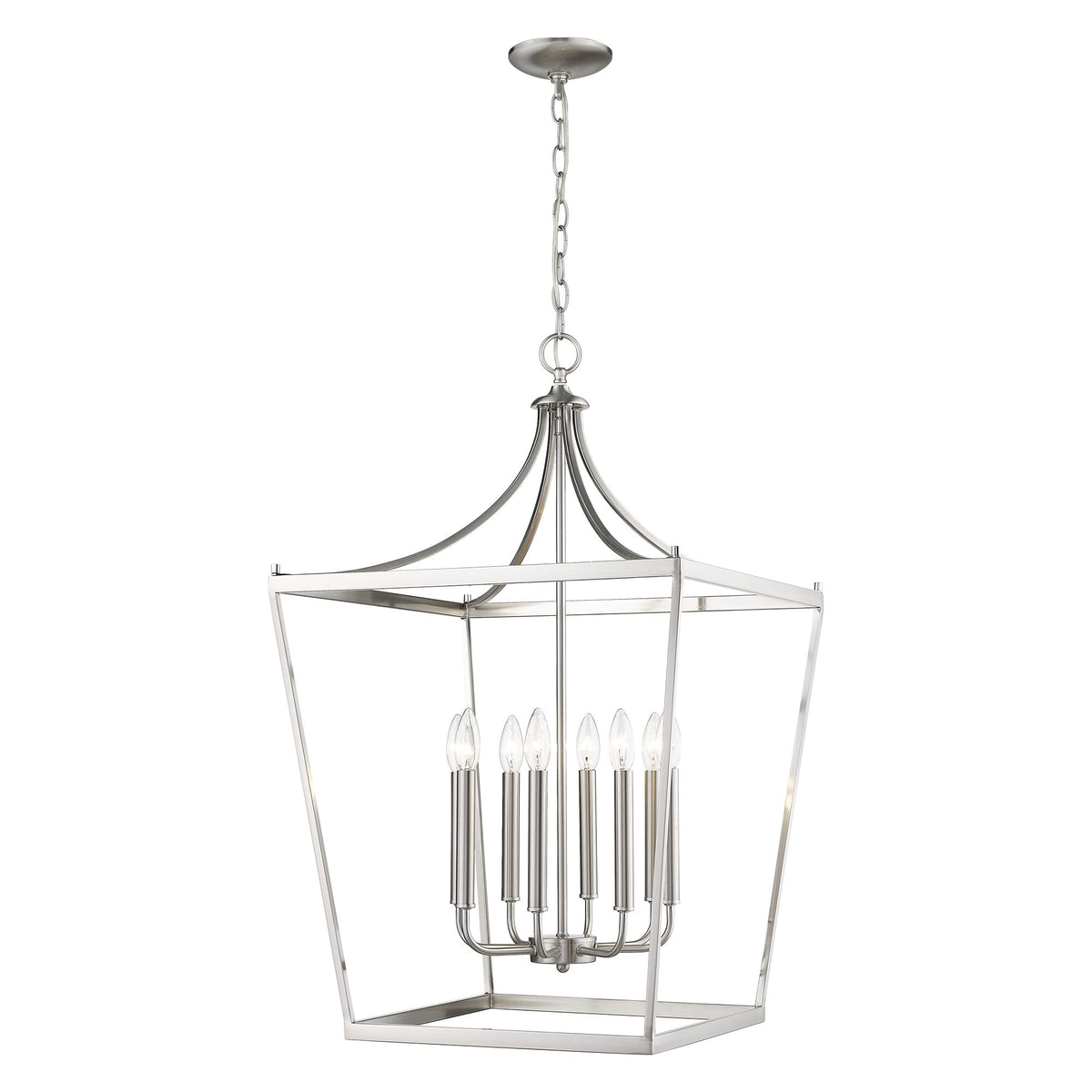 Silver Metal Eight Light Dimmable Ceiling Light