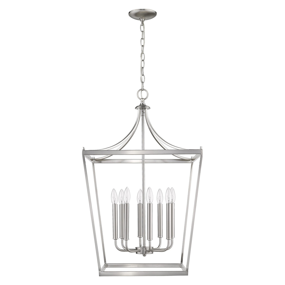 Silver Metal Eight Light Dimmable Ceiling Light