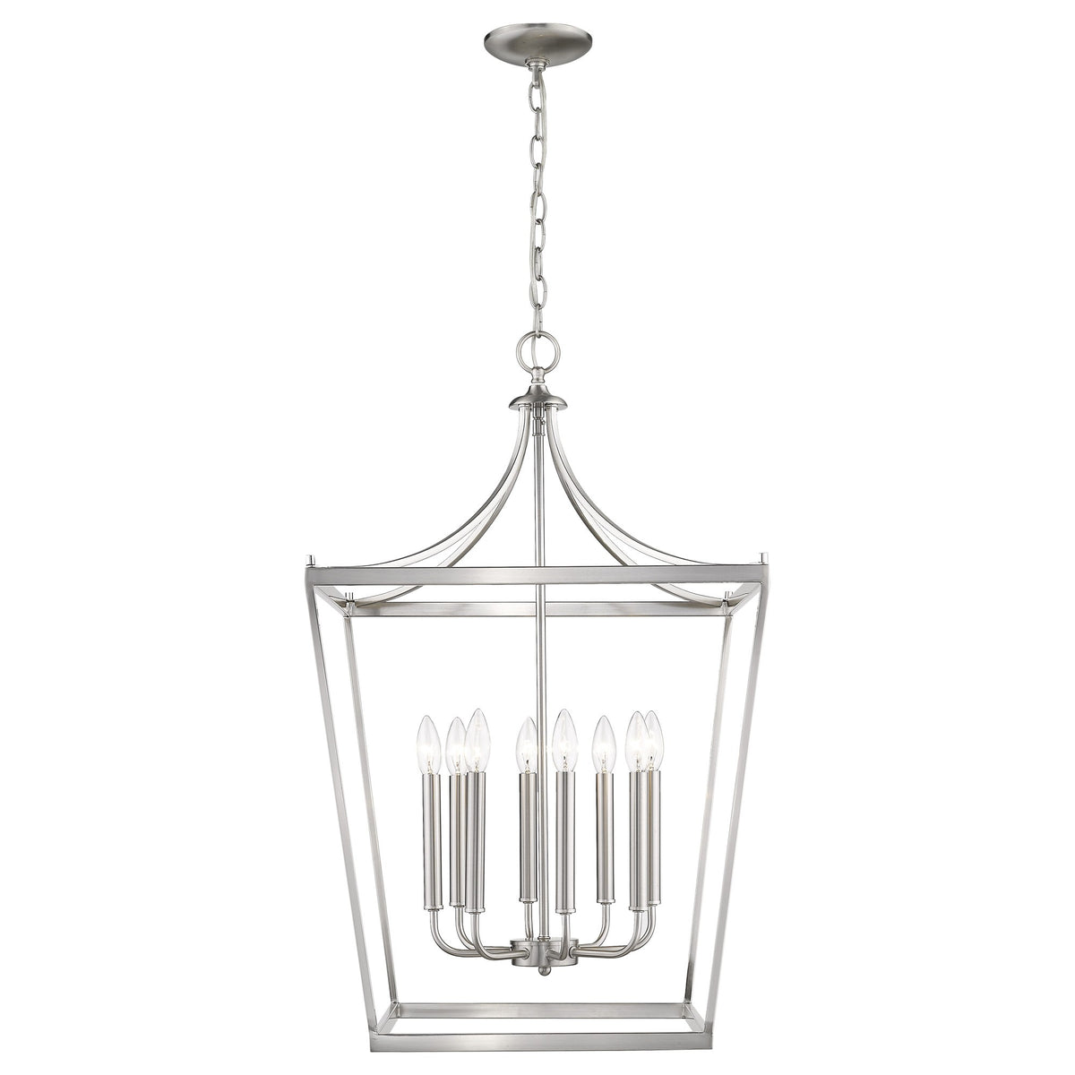 Silver Metal Eight Light Dimmable Ceiling Light