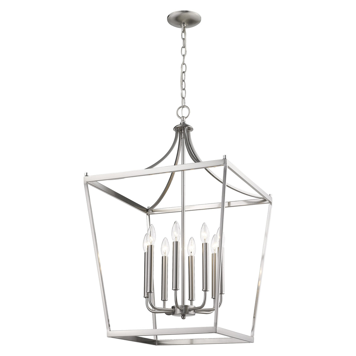 Silver Metal Eight Light Dimmable Ceiling Light